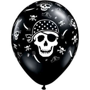 Pirate Skull & Cross Bones Onyx Black 6 Ballons 11″ Qualatex 